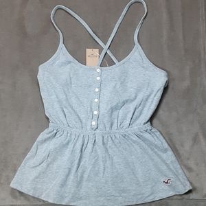 Hollister Shirt Dress Women's Size Extra Small XS Crop Ruffle Heather Grey New